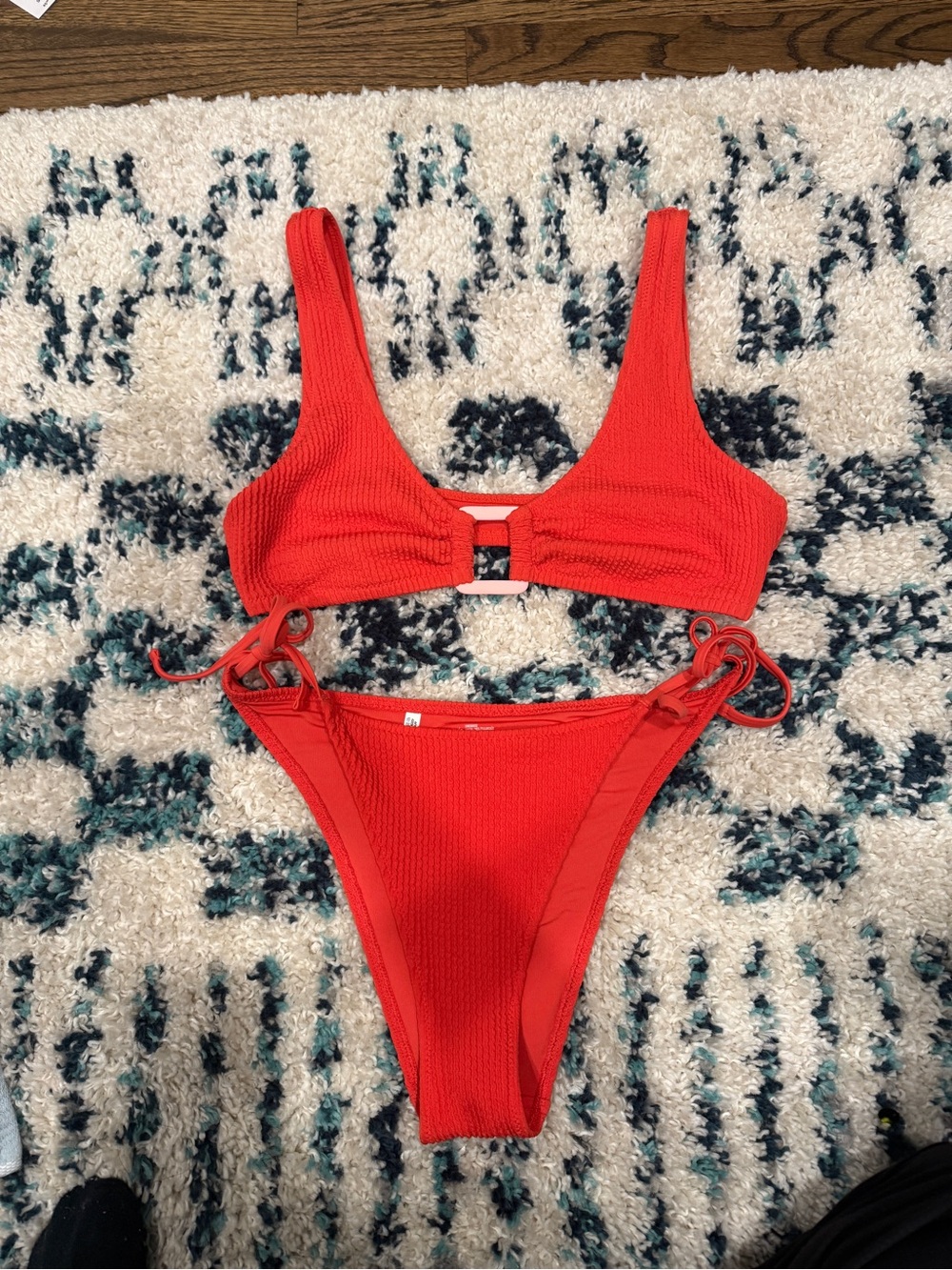 aerie Red Textured Rib Tie-Side Bikini Set